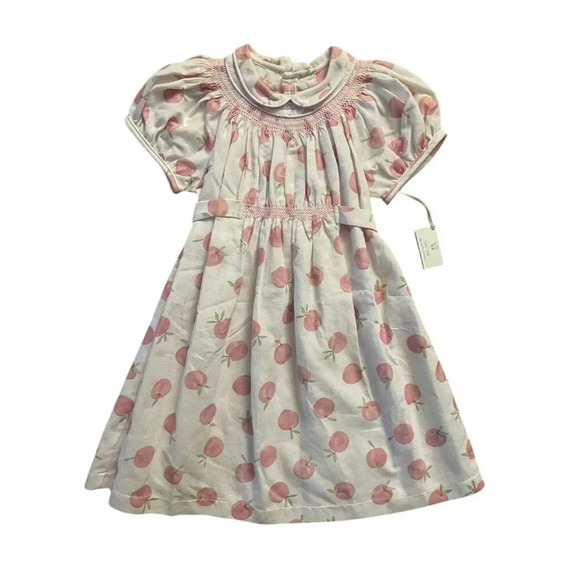 Pixie Lily Other - Pixie Lily Girls Pink Smocked Peach Print Dress Size 7 Smocked Knee Length